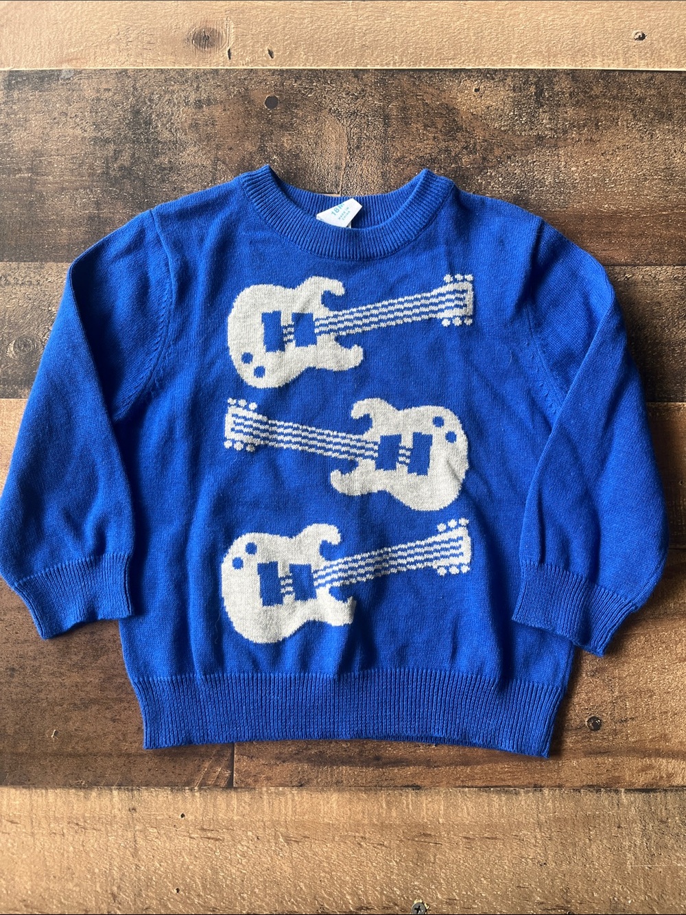 3/$15 ✨ Baby Boy Circo Royal Blue and White Knit Guitar Sweater | 18M